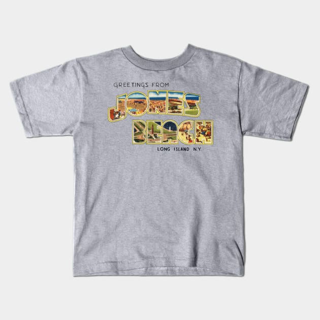 Greetings from Jones Beach Kids T-Shirt by reapolo